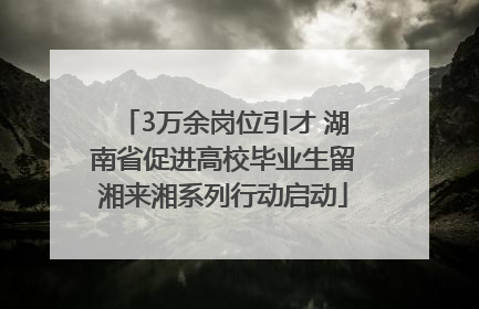 3万余岗位引才 湖南省促进高校毕业生留湘来湘系列行动启动
