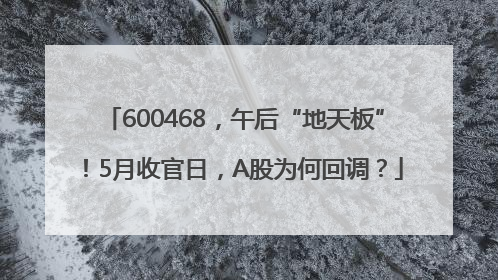 600468，午后“地天板”！5月收官日，A股为何回调？
